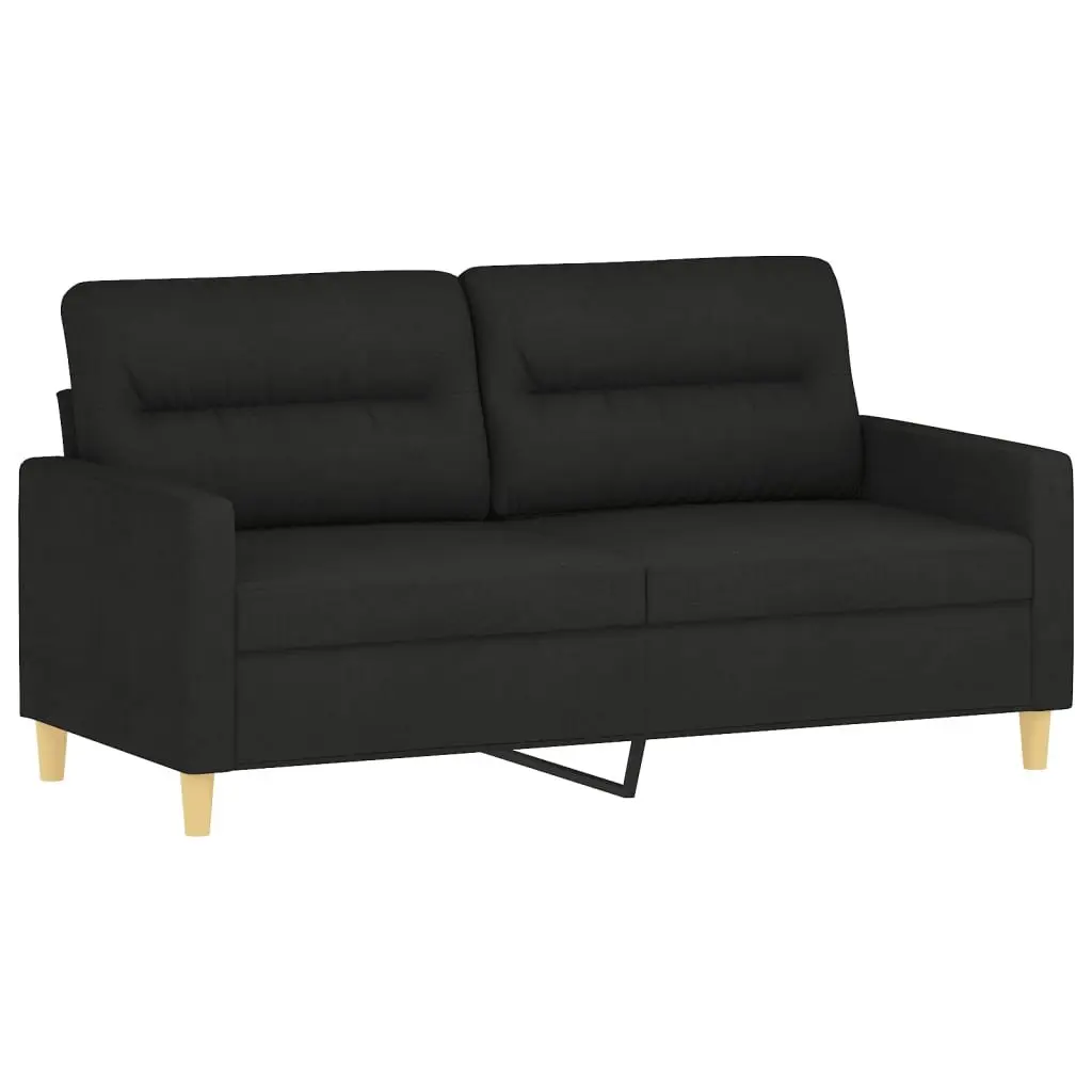 2 Piece Black Fabric Sofa Set for Living Room