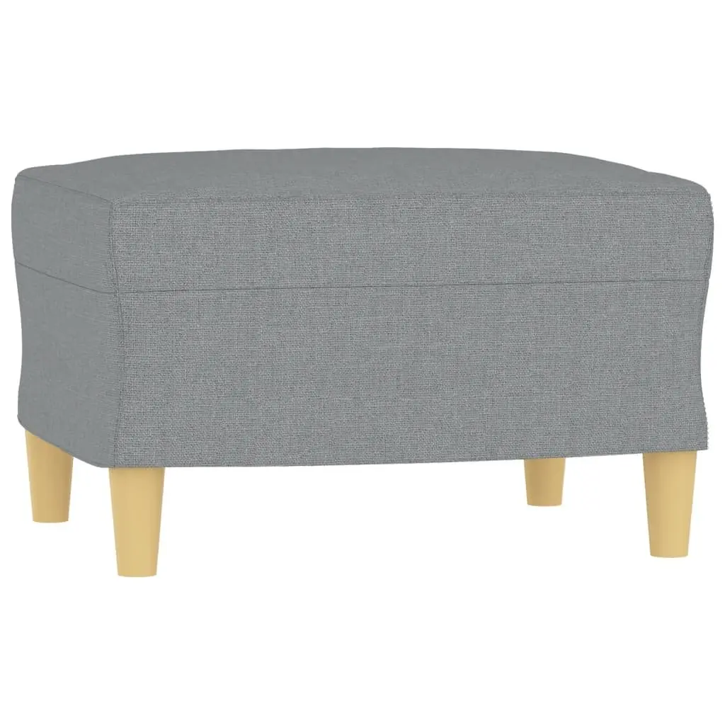 3 Piece Sofa Set with Footstool in Grey Fabric