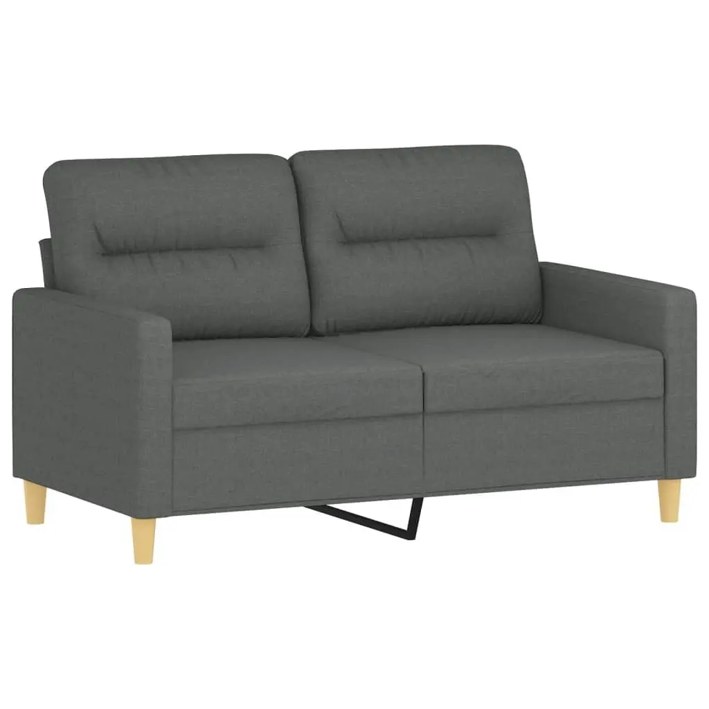 3 Piece Grey Fabric Sofa Set with Cushions & Footstool