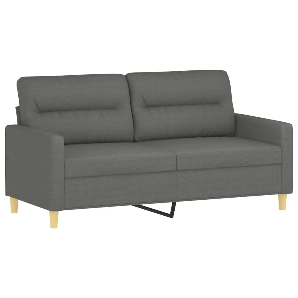 2 Piece Grey Fabric Sofa Set with Pillows