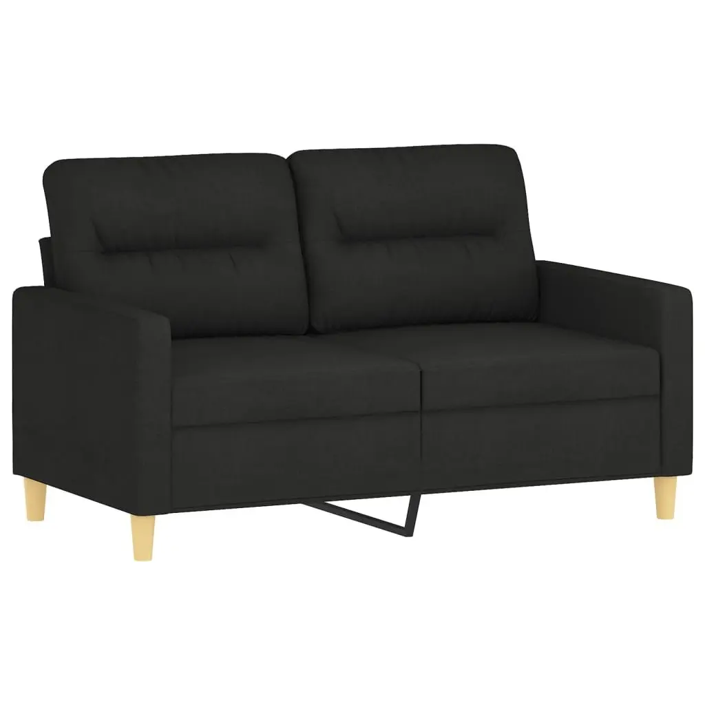 Black Fabric Two-Piece Sofa Set with Roll Pillows