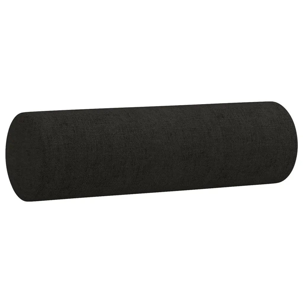 Black Fabric Two-Piece Sofa Set with Roll Pillows