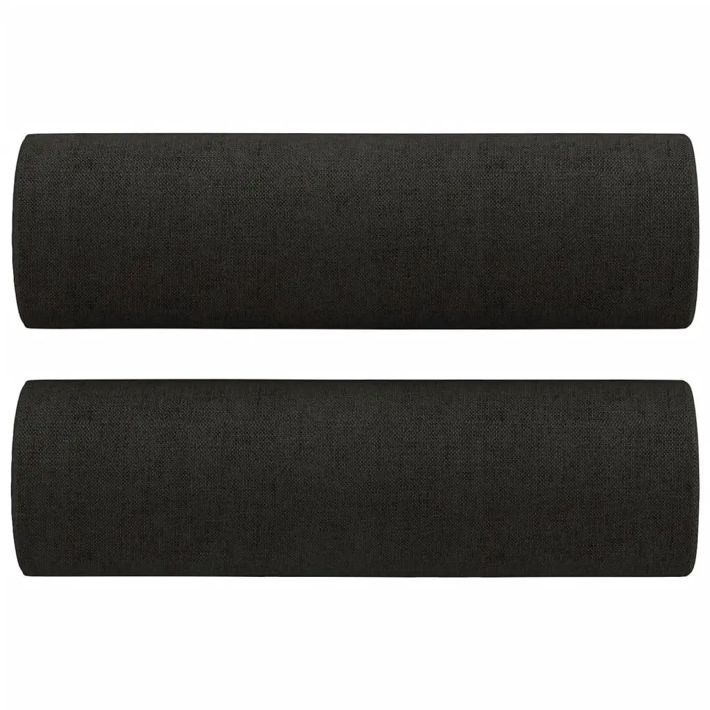 3 Piece Sofa Set Fabric Black Couch with Pillows Footstool