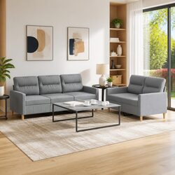 Durable 2 Piece Grey Sofa Set for Living Rooms