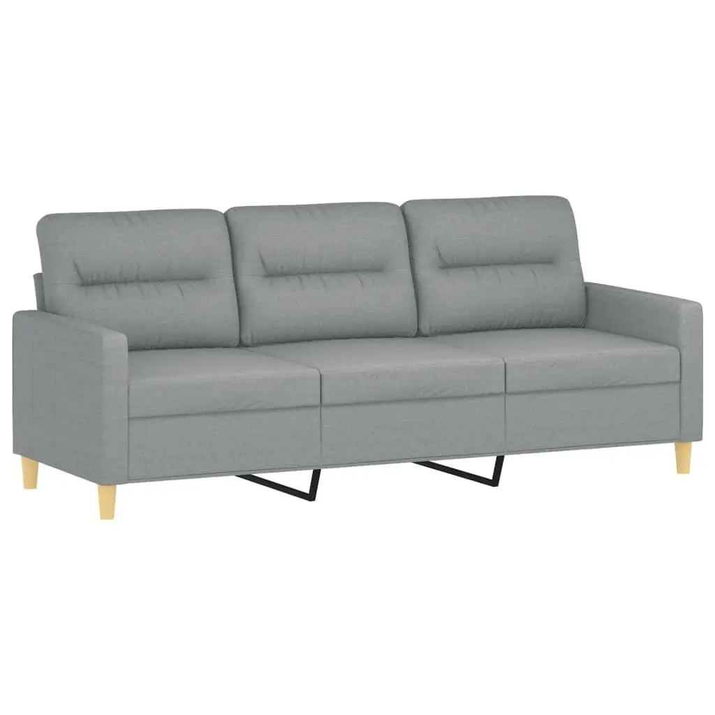 3 Piece Sofa Set with Footstool in Grey Fabric