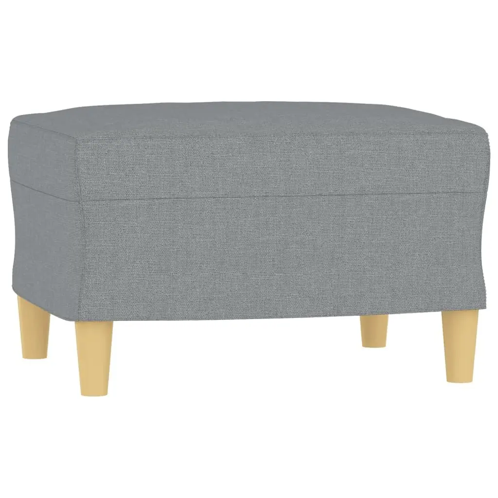 3 Piece Sofa Set with Footstool in Grey Fabric