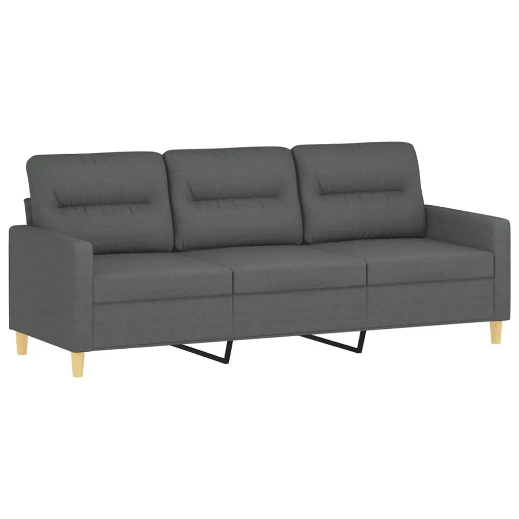 3 Piece Sofa Set Fabric Grey Compact Lounge Suite