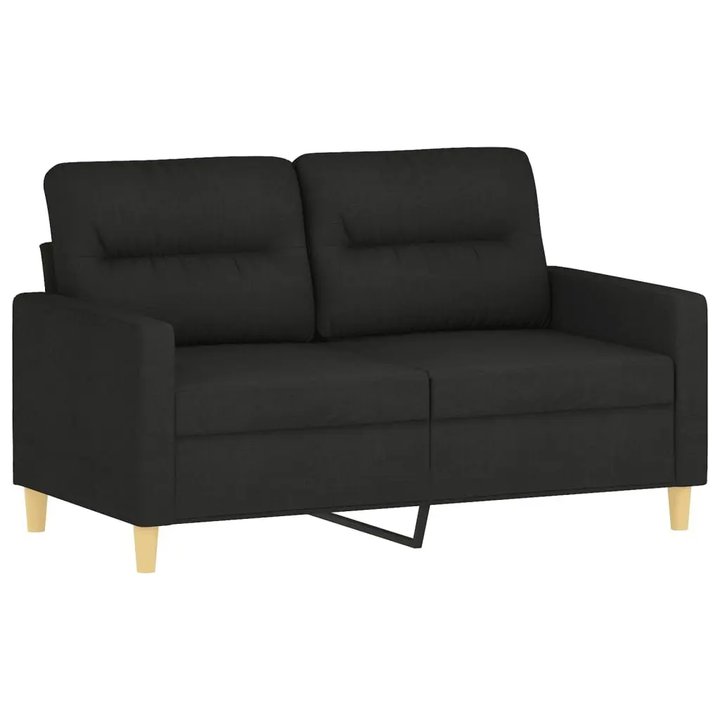 3 Piece Sofa Set with Cushions in Black Fabric