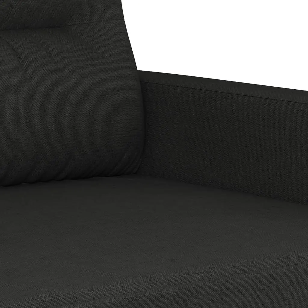 3 Piece Sofa Set with Cushions in Black Fabric