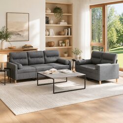 Durable Grey Fabric Sofa Set with Cushions for Comfort