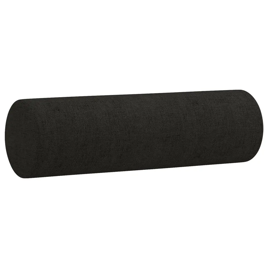 Black 2 Piece Sofa Set with Roll Pillows