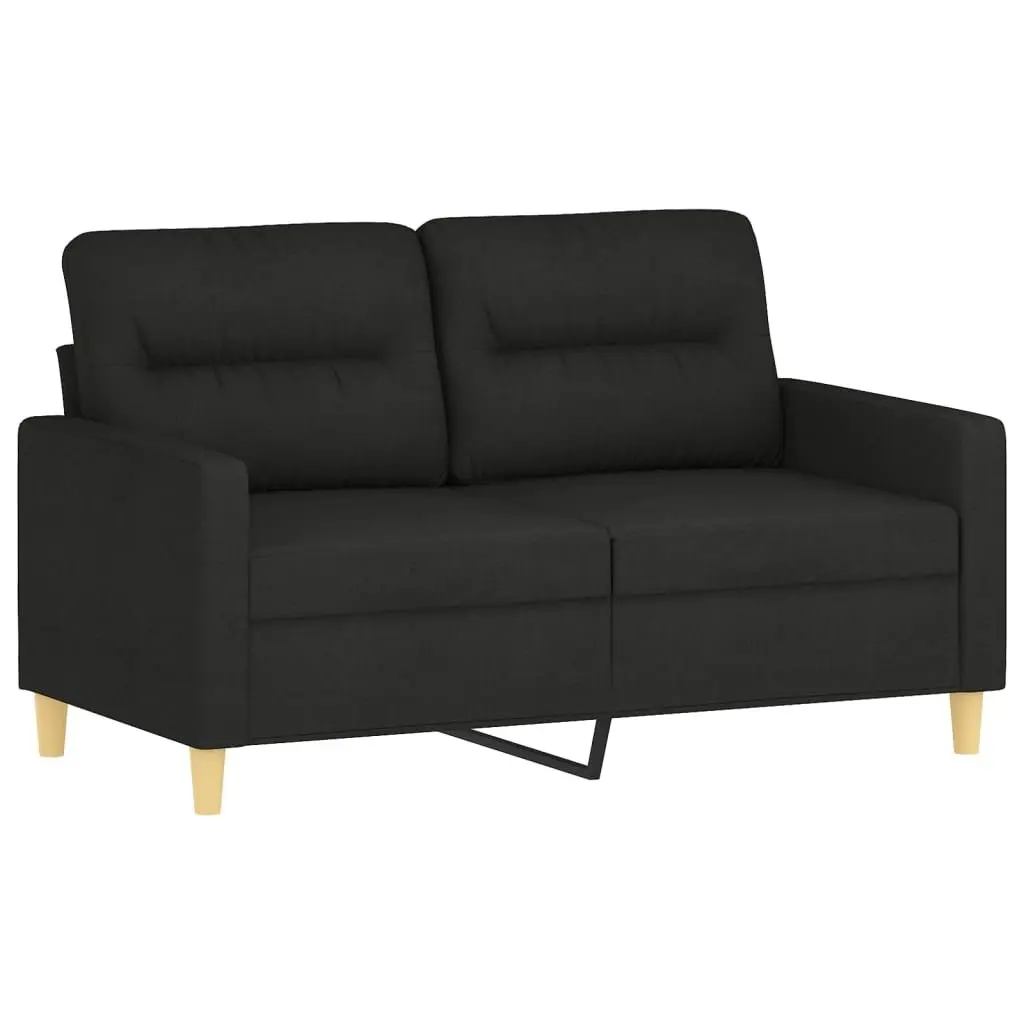 3 Piece Black Sofa Set with Footstool