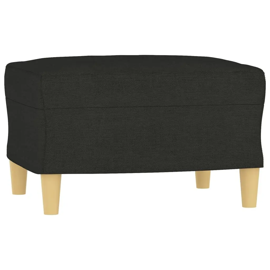 3 Piece Black Sofa Set with Footstool