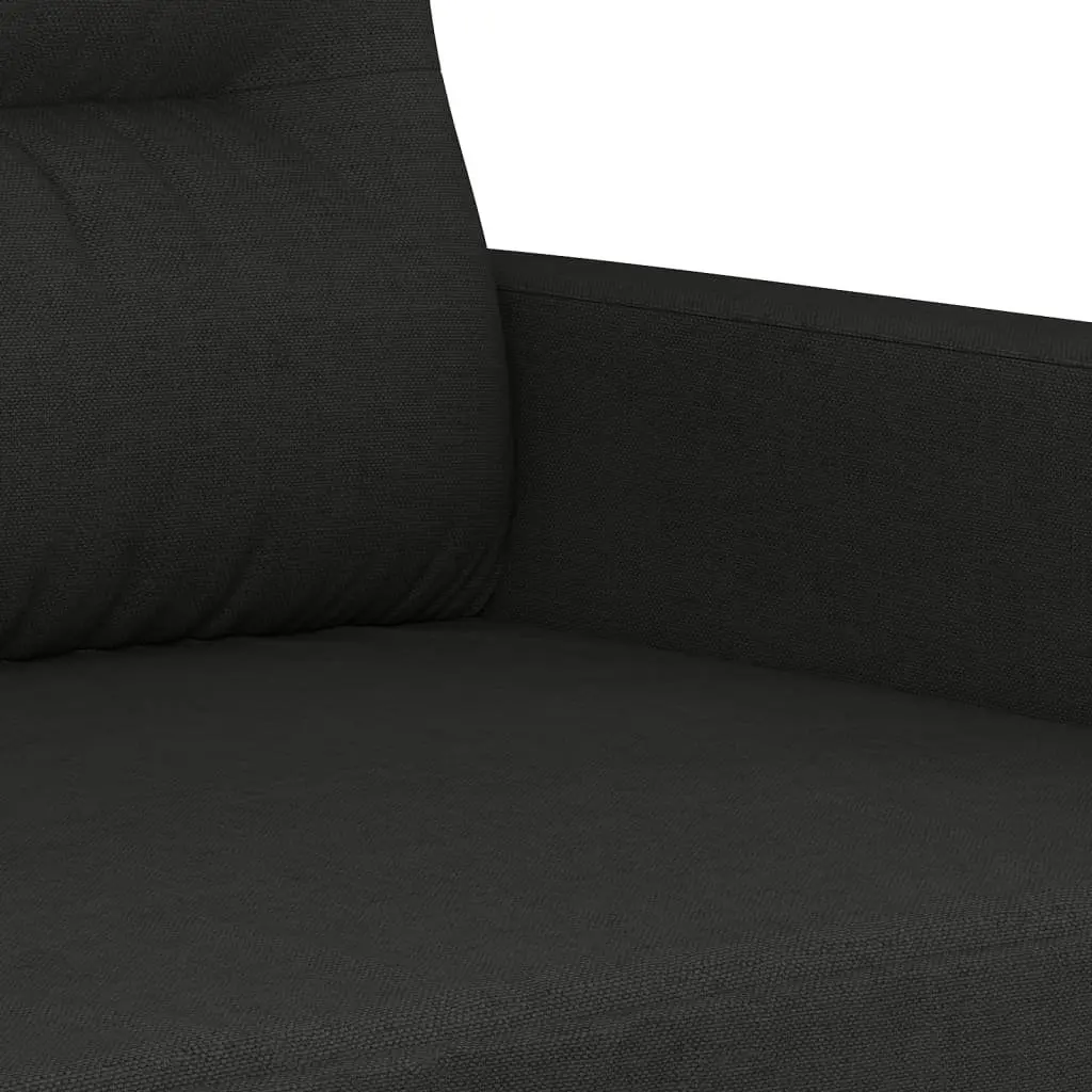 3 Piece Black Sofa Set with Footstool