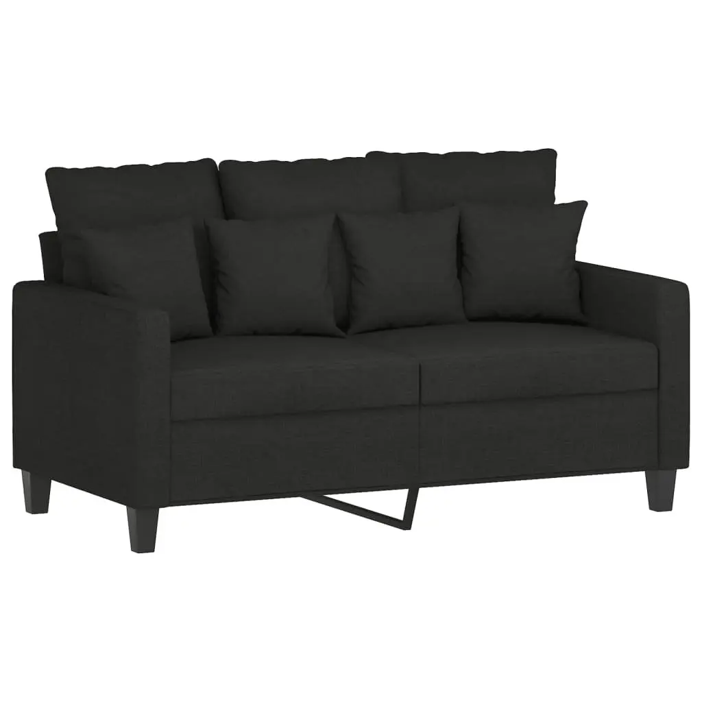 Black Fabric 3 Piece Sofa Set with Throw Pillows