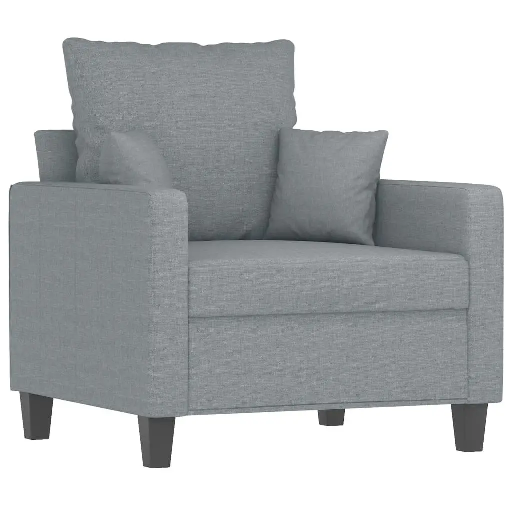 4 Piece Grey Sofa Set with Cushions and Footstool