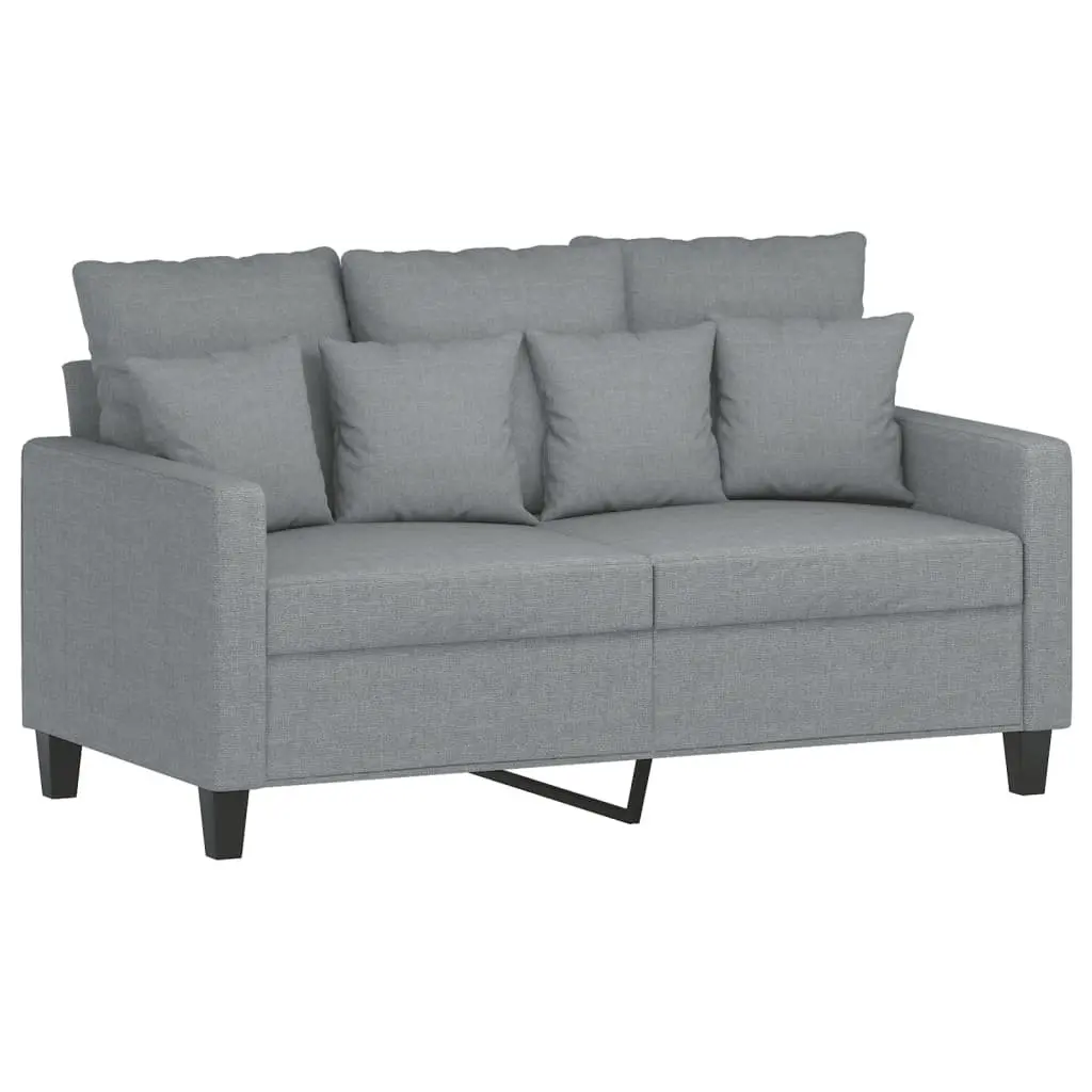 4 Piece Grey Sofa Set with Cushions and Footstool