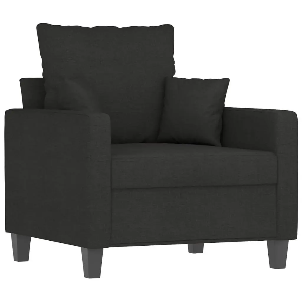 Sofa Set Fabric Black 4 Piece Living Room