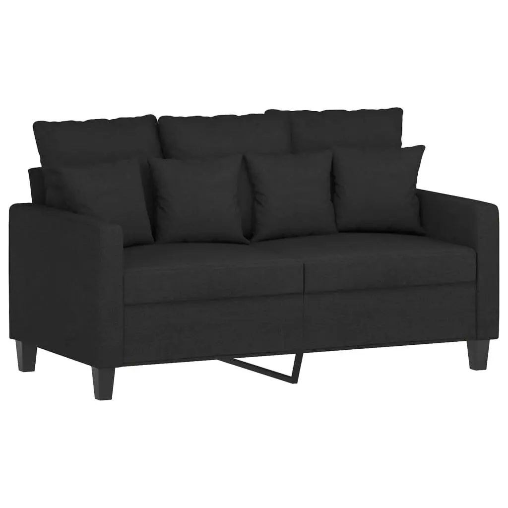 Sofa Set Fabric Black 4 Piece Living Room