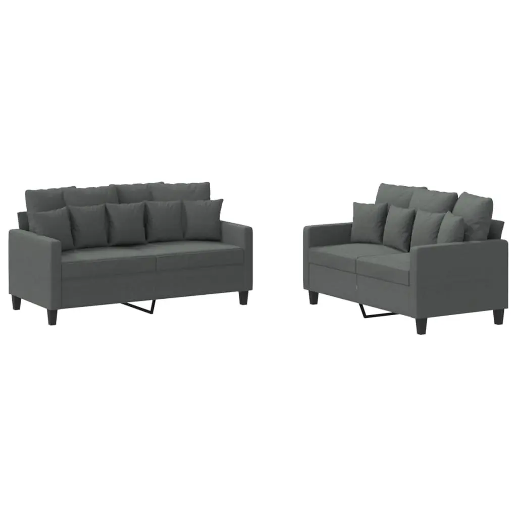 Sofa Set Fabric Grey 2 Piece