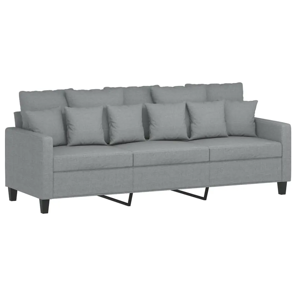 2 Piece Sofa Set Fabric Grey Padded Seating Lounge Suite