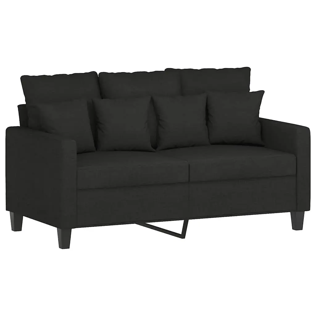 Black Fabric 2 Piece Sofa Set with Cushions