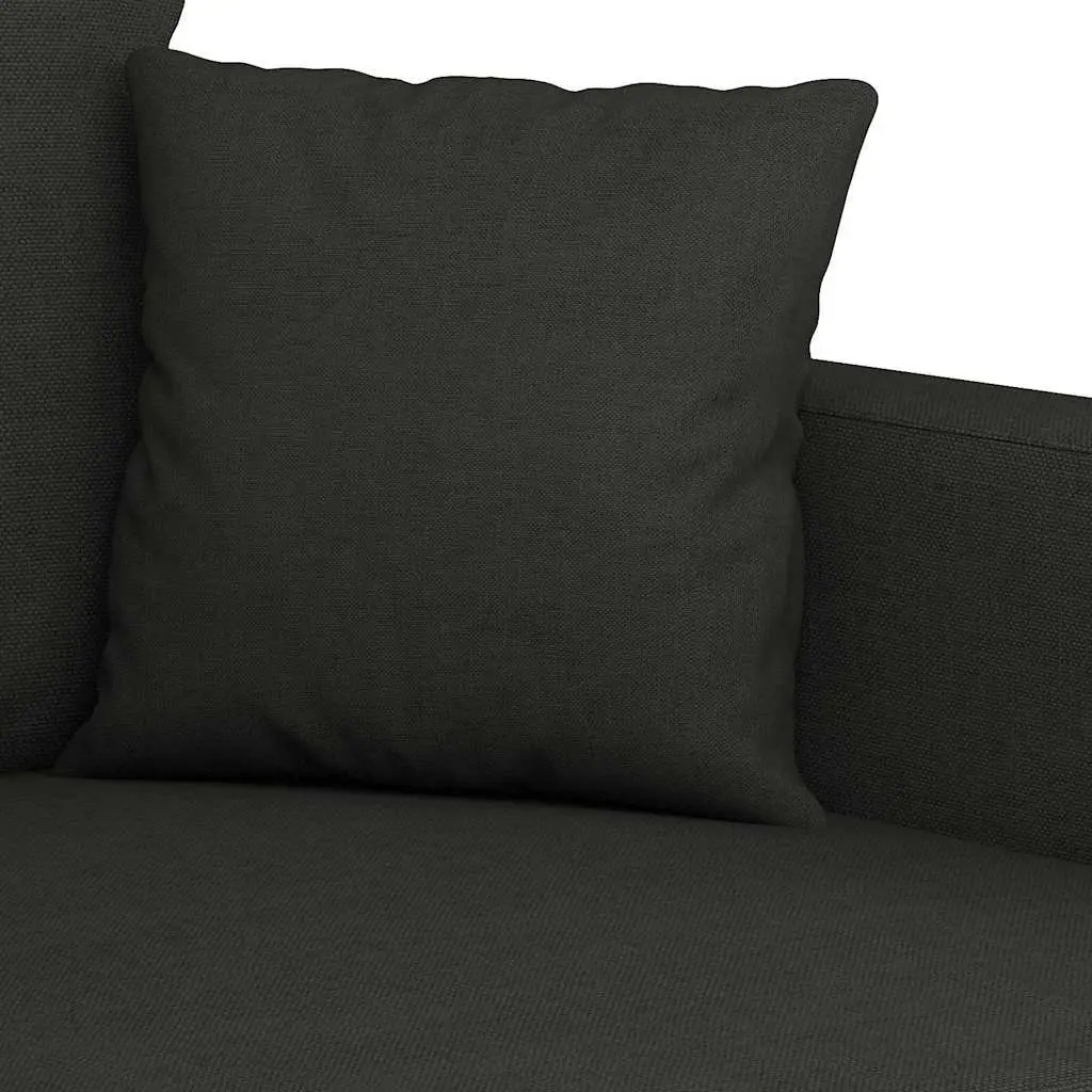 Black Fabric 2 Piece Sofa Set with Cushions