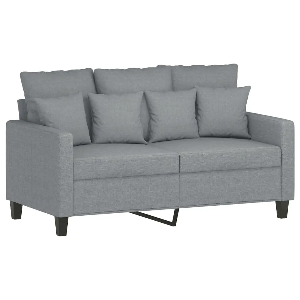 3 Piece Grey Fabric Sofa Set with Footstool