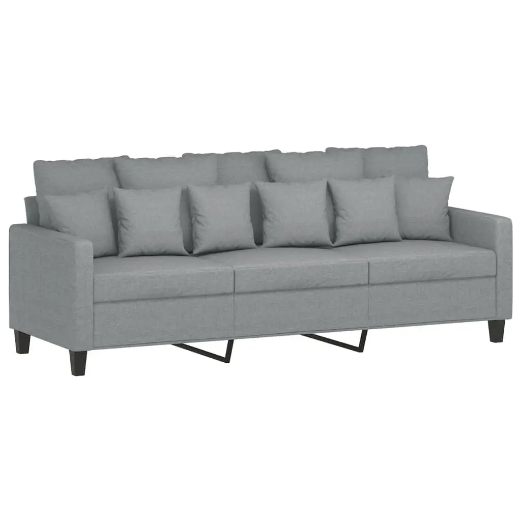 3 Piece Grey Fabric Sofa Set with Footstool