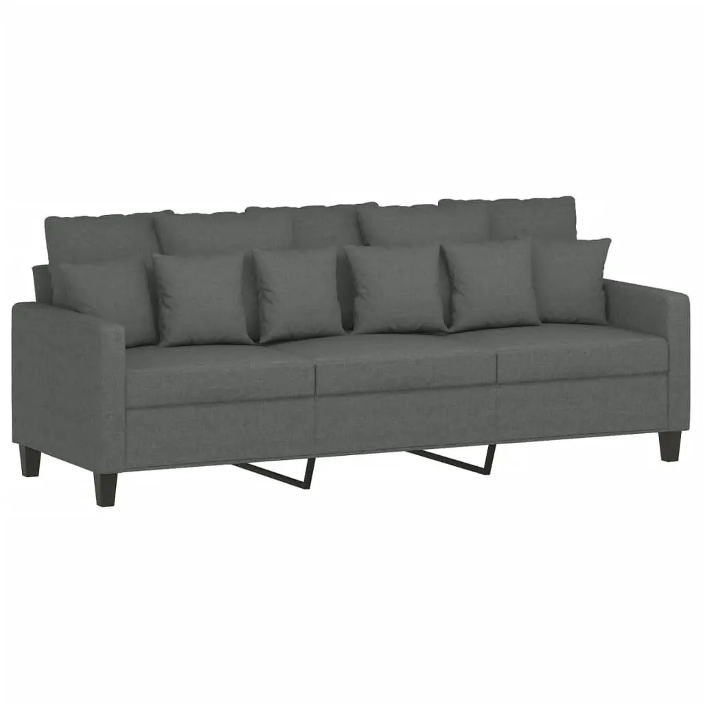 3-Piece Sofa Set with Footstool in Grey Fabric