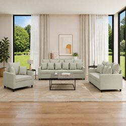 Sturdy Grey Velvet 3 Piece Sofa Set for Comfortable Living