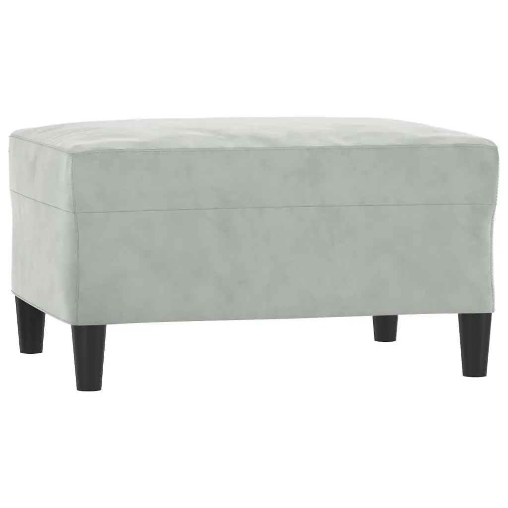 4 Piece Grey Velvet Sofa Set with Footstool