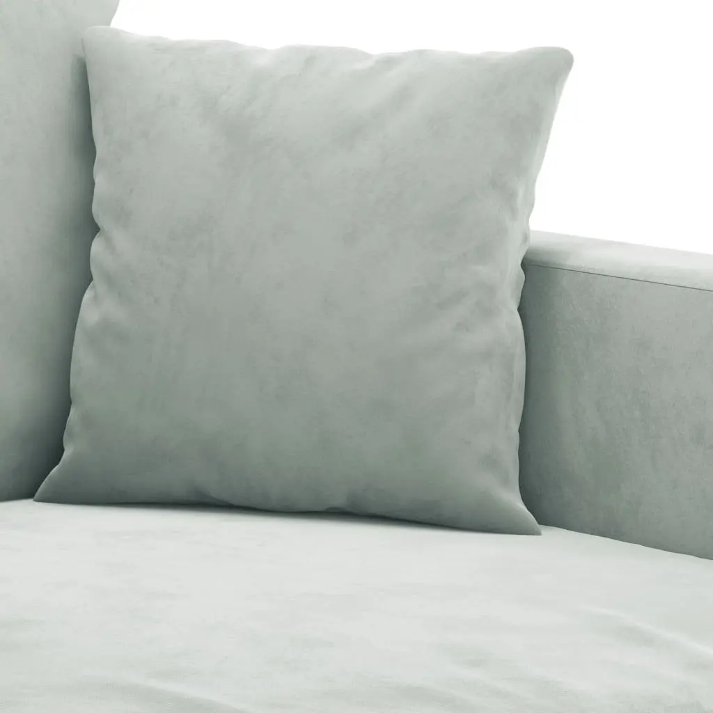 4 Piece Grey Velvet Sofa Set with Footstool