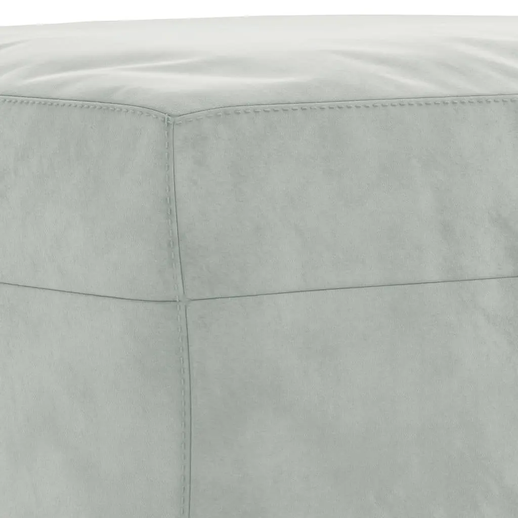 4 Piece Grey Velvet Sofa Set with Footstool