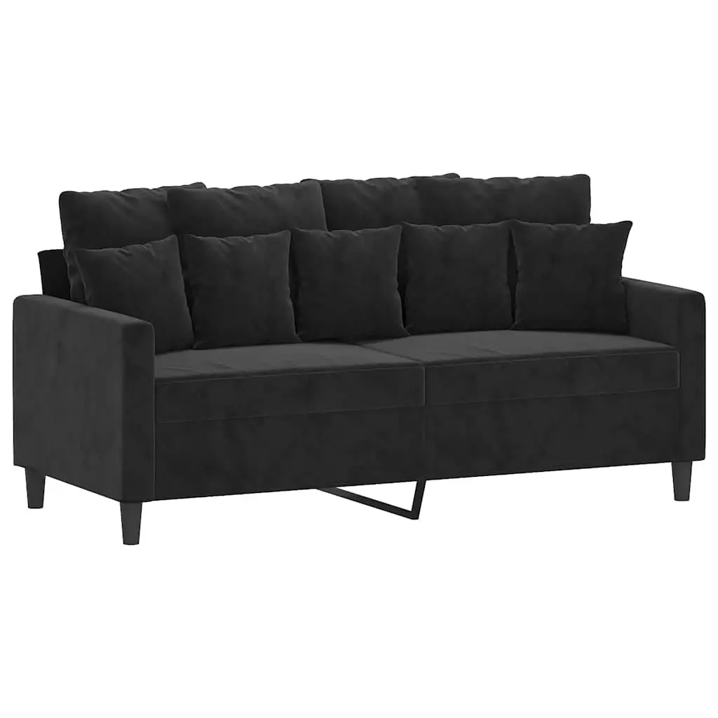 3 Piece Sofa Set Black Velvet Living Room Furniture
