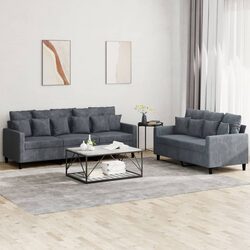 Luxurious Grey Velvet 2 Piece Sofa Set for Comfort