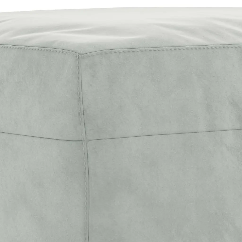 Grey Velvet Sofa Set with Cushions and Footstool