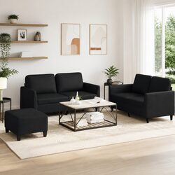Durable 3 Piece Faux Leather Sofa Set with Footstool