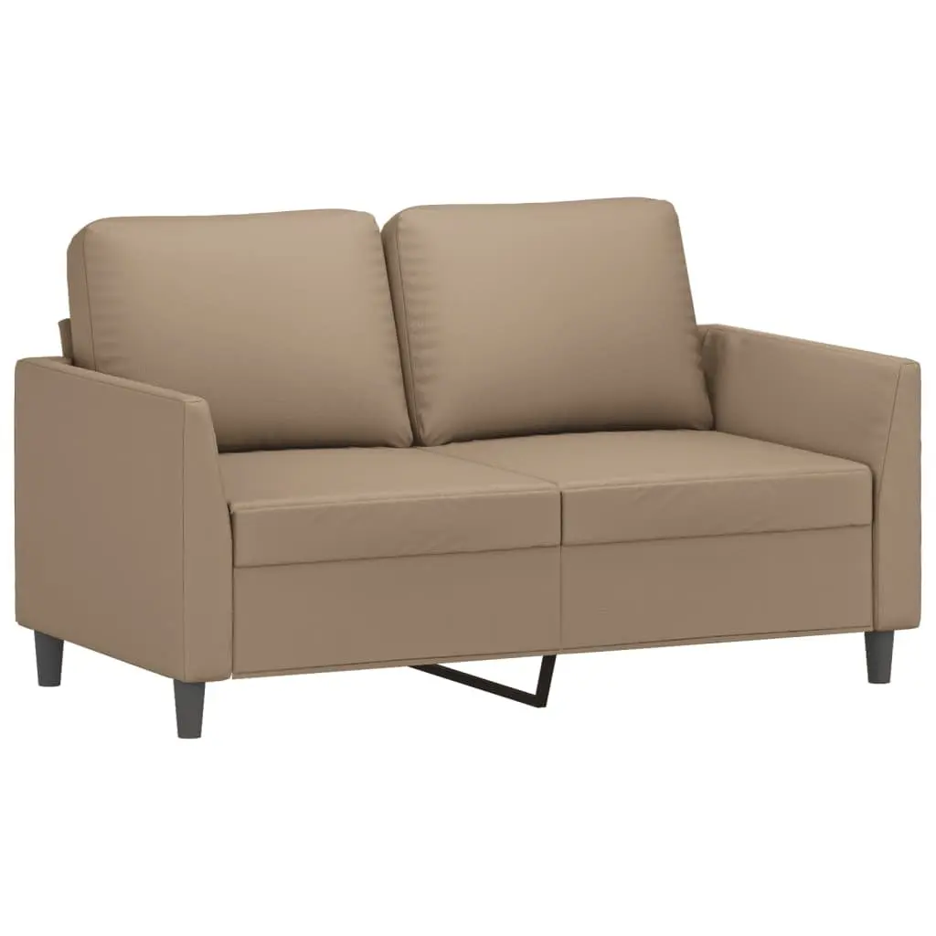 Brown Faux Leather 2 Piece Sofa Set with Cushions