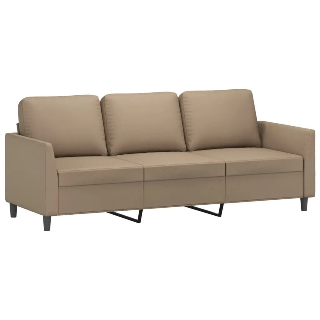 Brown Faux Leather 2 Piece Sofa Set with Cushions