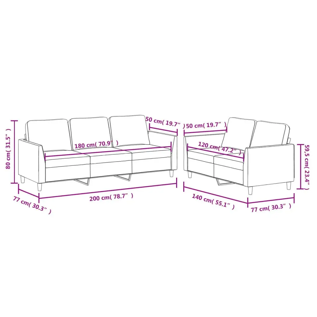 Brown Faux Leather 2 Piece Sofa Set with Cushions