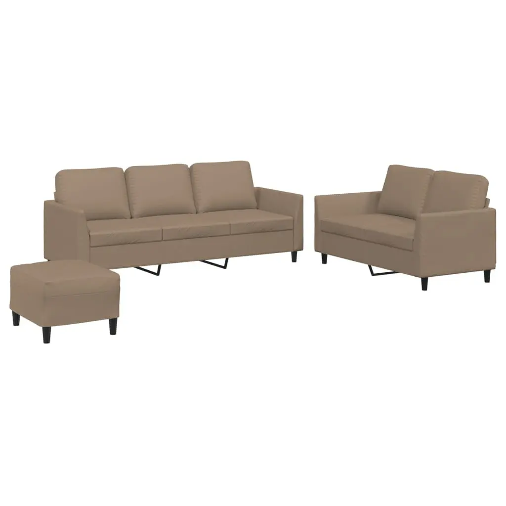 3 Piece Sofa Set Faux Leather Brown