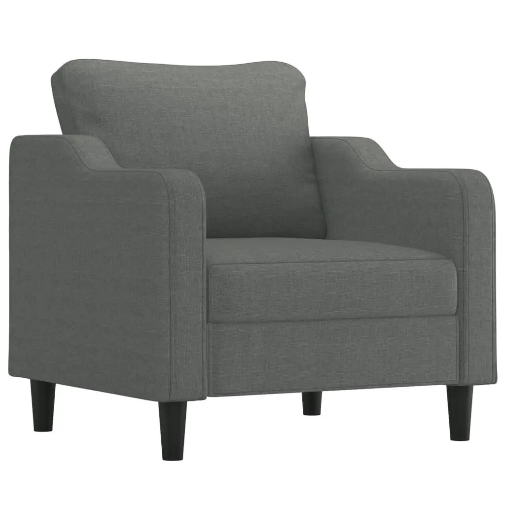 Sofa Set Fabric 4 Piece Grey Lounge Couch Armchair Footstool