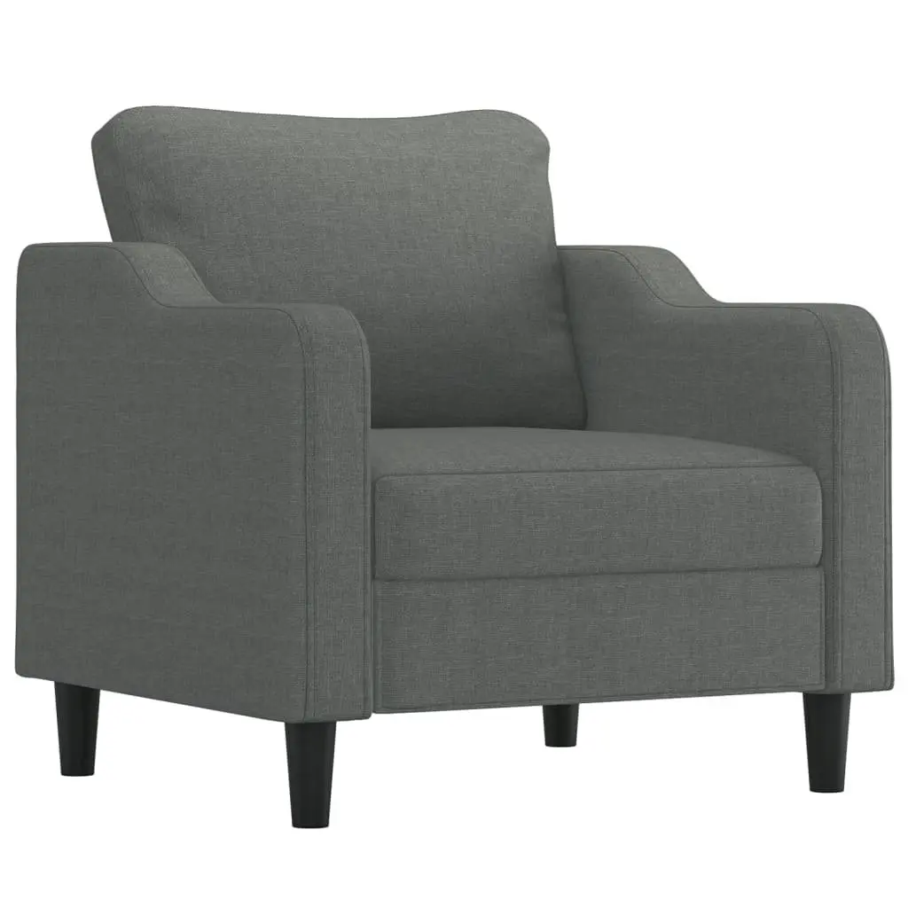 4 Piece Grey Fabric Sofa Set with Pillows