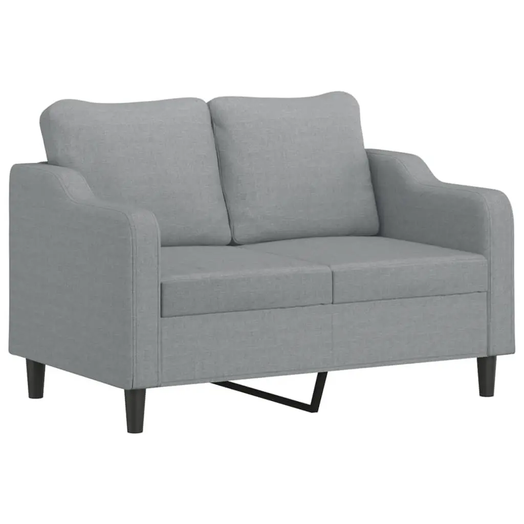 2 Piece Grey Fabric Sofa Set with Cushions