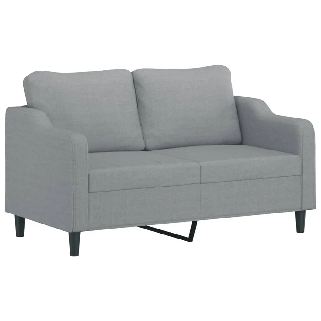 2 Piece Grey Fabric Sofa Set with Cushions