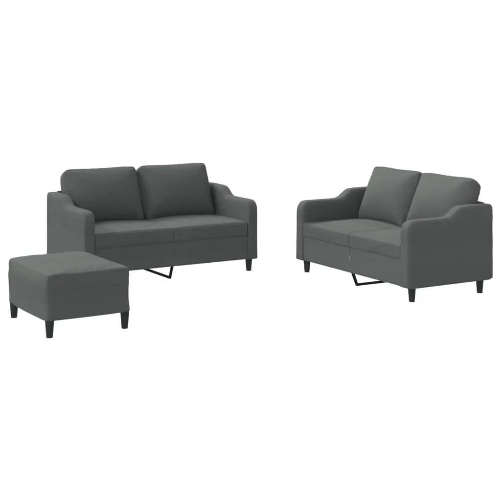 3 Piece Grey Fabric Sofa Set for Comfort