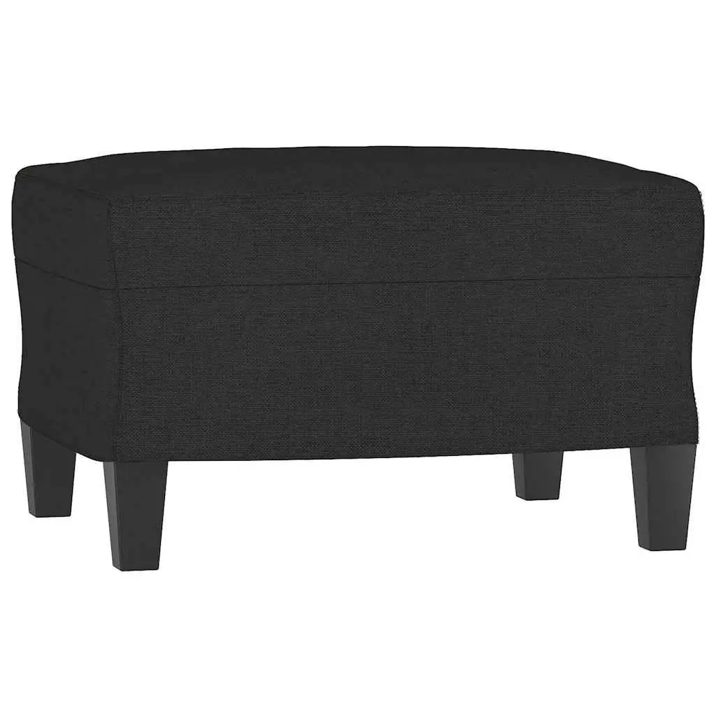 Black Fabric Sofa Set with Footstool & Cushions