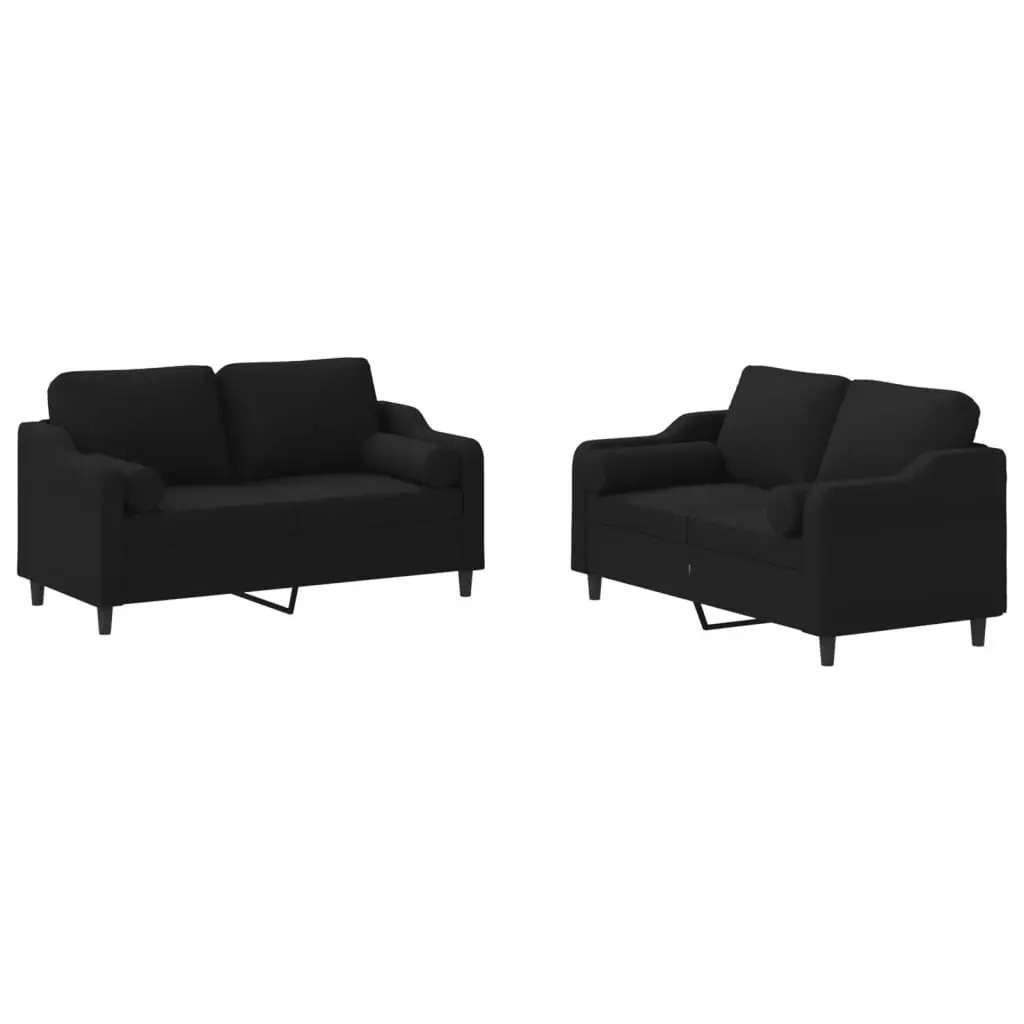 Sofa Set Fabric Black 2 Piece