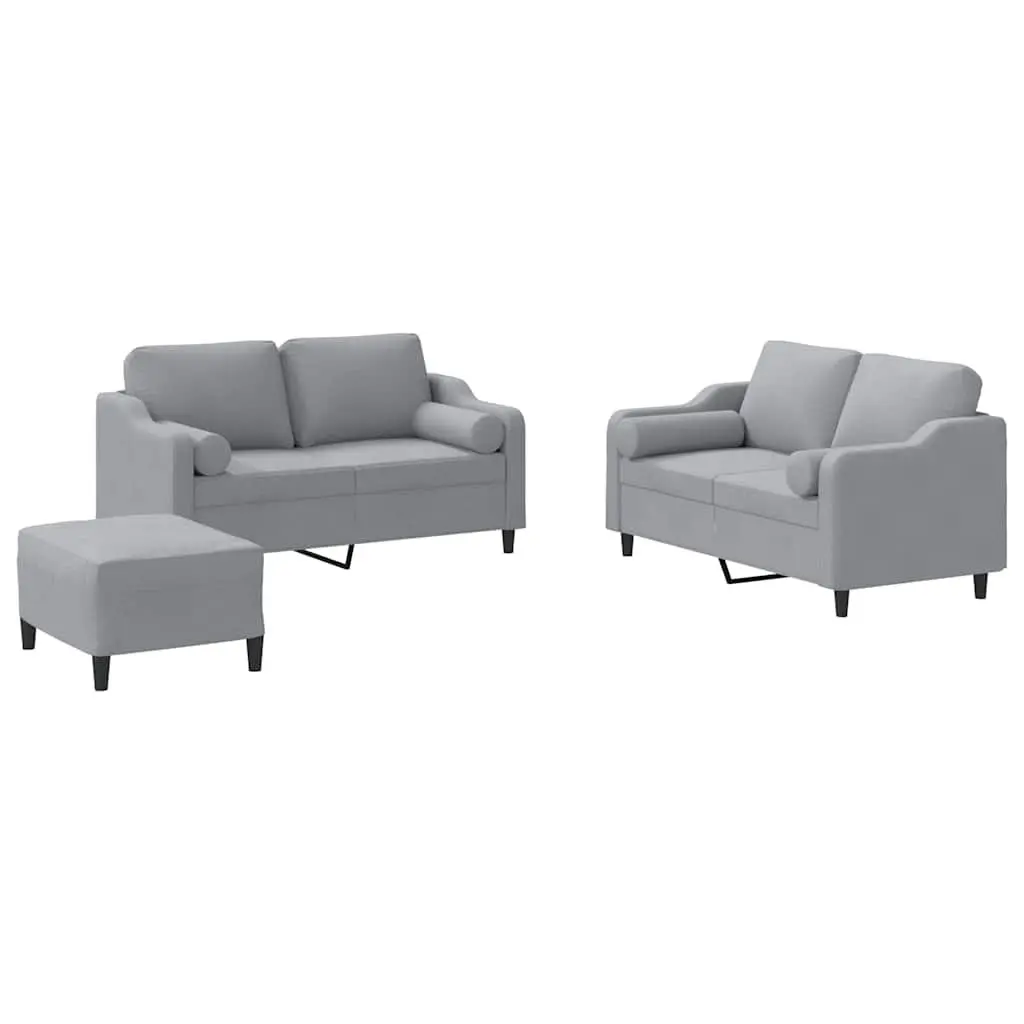 3 Piece Sofa Set with Pillows and Footstool